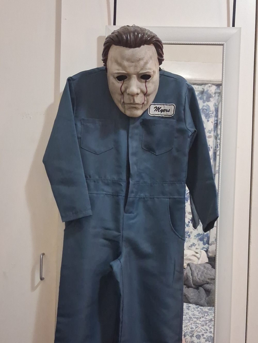 Kids Blue Horror Coverall Costume with Mask